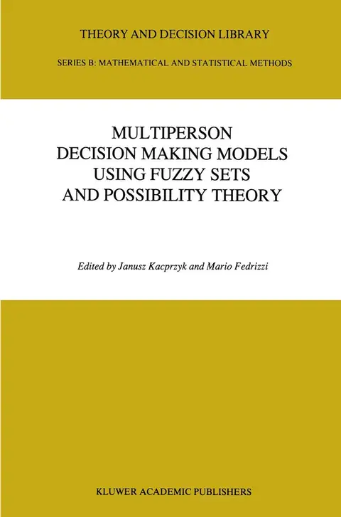 Cover of Multiperson Decision Making Models Using Fuzzy Sets and Possibility Theory