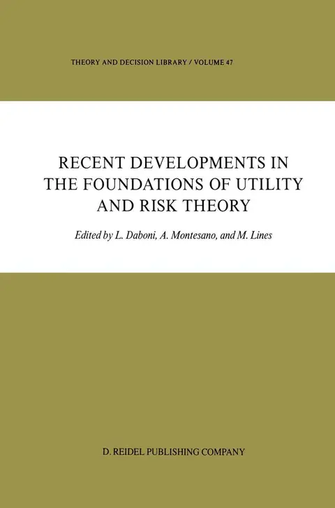 Cover of Recent Developments in the Foundations of Utility and Risk Theory