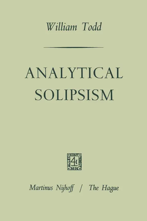 Cover of Analytical Solipsism