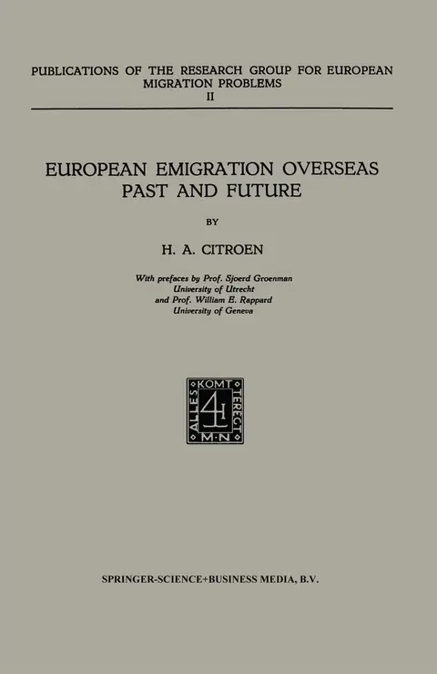 Cover of European Emigration Overseas Past and Future