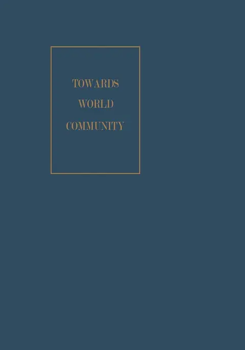 Cover of Towards World Community