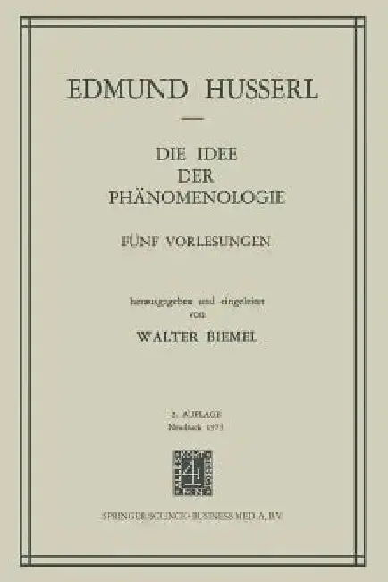 Cover of Die Idee Der Phanomenologie