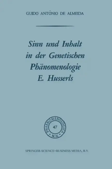 Cover of Sinn Und Inhalt in Der Genetischen Phänomenologie E. Husserls