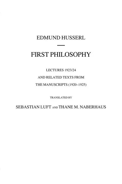 Cover of First Philosophy