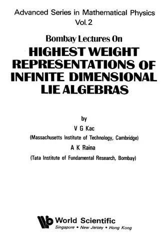 Cover of Bombay Lectures on Highest Weight Representations of Infinite Dimensional Lie Algebra